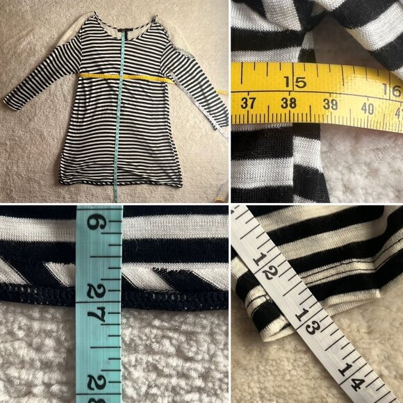 BCBGMAXAZRIA Lace Back Top Size Small Striped Black White Parisian Style Elegant - Picture 8 of 10